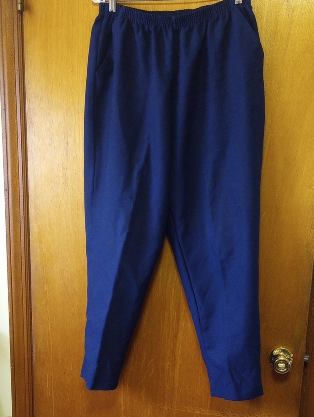 Classic Essentials Vintage Navy Blue Polyester Pants/ Slacks/ Trousers, Size 20W